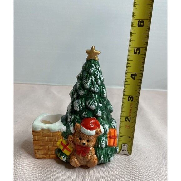 Ceramic Christmas Tree With Bear Taper With Candle Holder - Picture 7 of 9